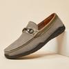 Fashion Handmade Mens Casual Leather Loafers Handmade Casual Driving Flats Slip-on Shoes Comfy Moccasins Metal Buckle Male Business Shoe