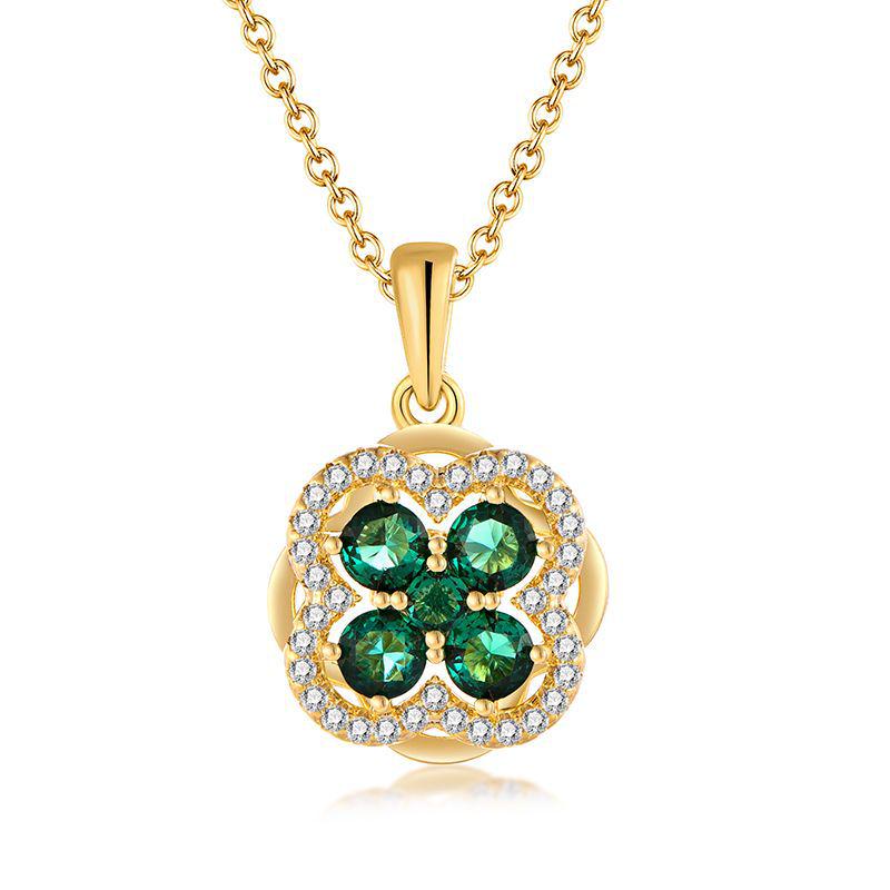 Summer 925 Sterling Silver Green Zirconia Rotating Pendant Necklace - Elegant & Unique Design 925 Sterling Silver