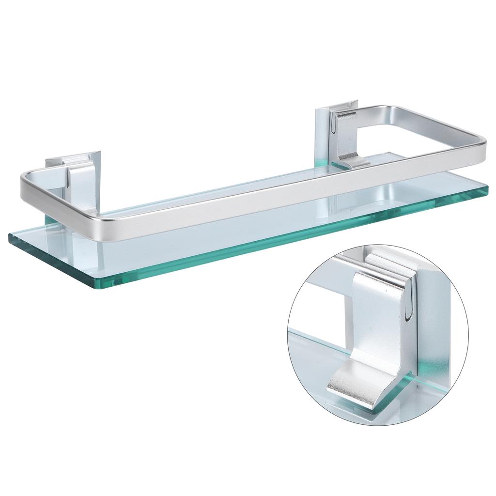 Space Aluminum Shelf Tempered Thickened Glass Bathroom Toilet Glass Storage Organizer Rack