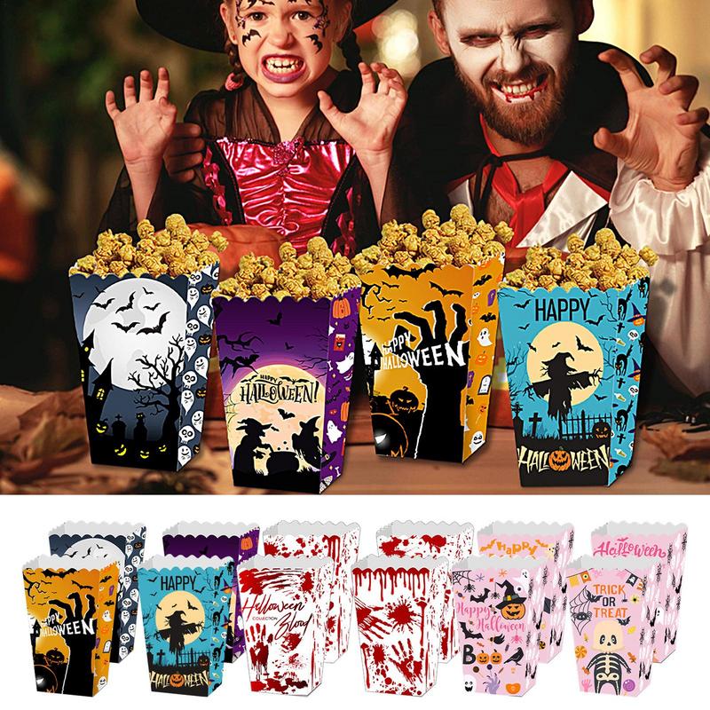 Popcorn Box For Halloween Set Of 12 Halloween Theme Party Popcorn Favor Boxes Spooky Candy Party Supplies Containers Boxes For