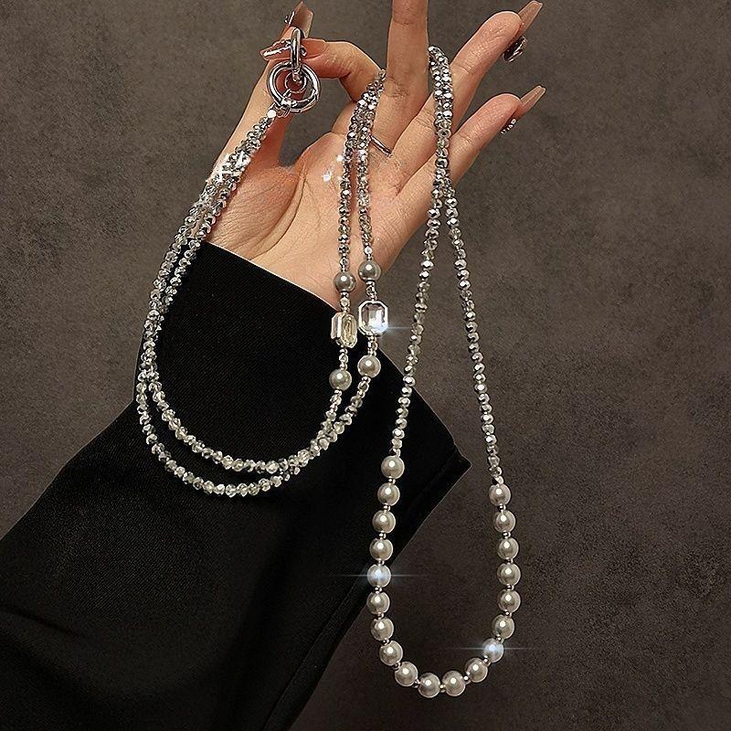 Elegant Crystal Beaded Phone Lanyard With Pvc String For Women And Men