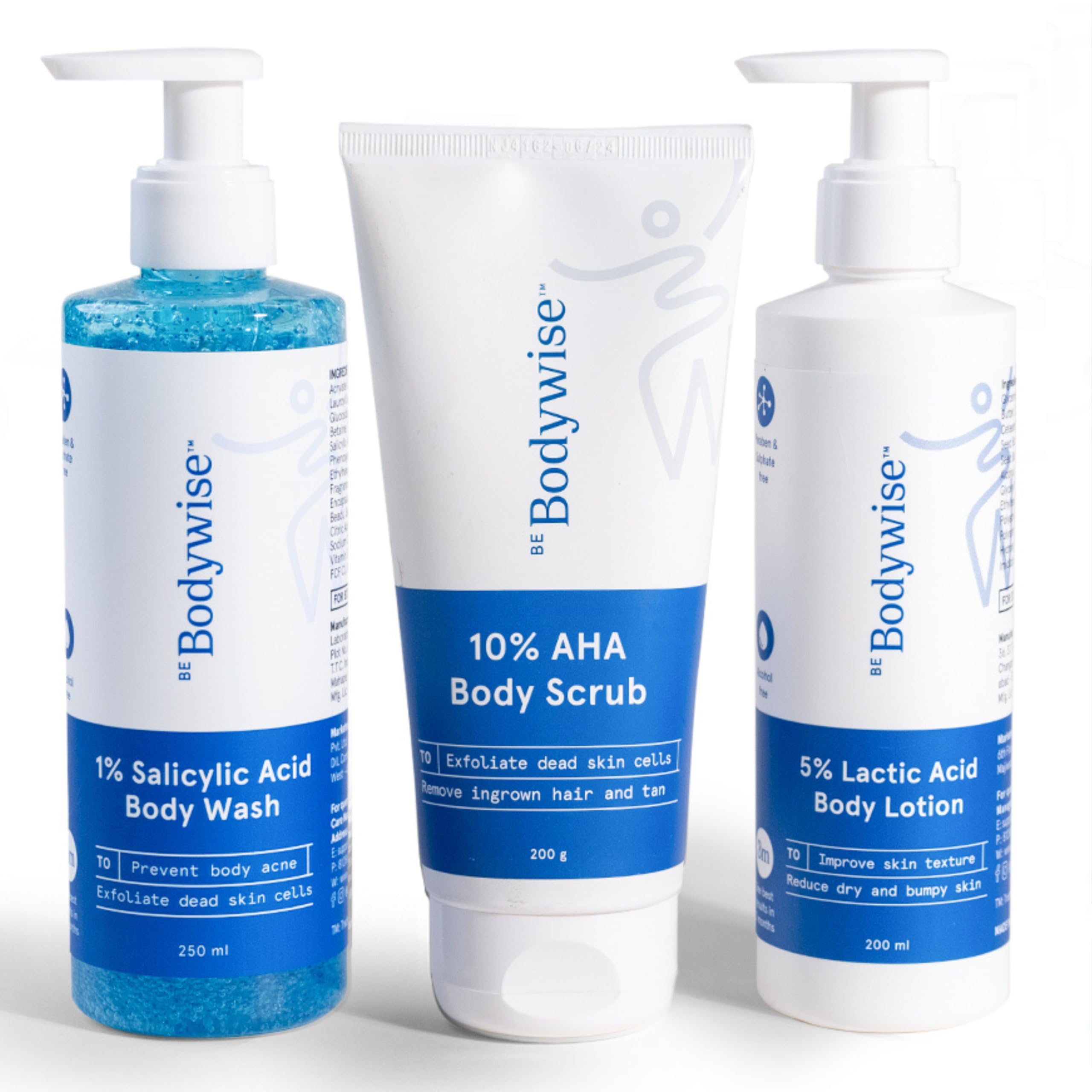 

Be Bodywise Strawberry Skin Pack | With 1% SA Body Wash, 5% Lactic Acid Body Lotion & 10% AHA Scrub | Exfoliates, Reduces Body Acne, Strawberry Skin &