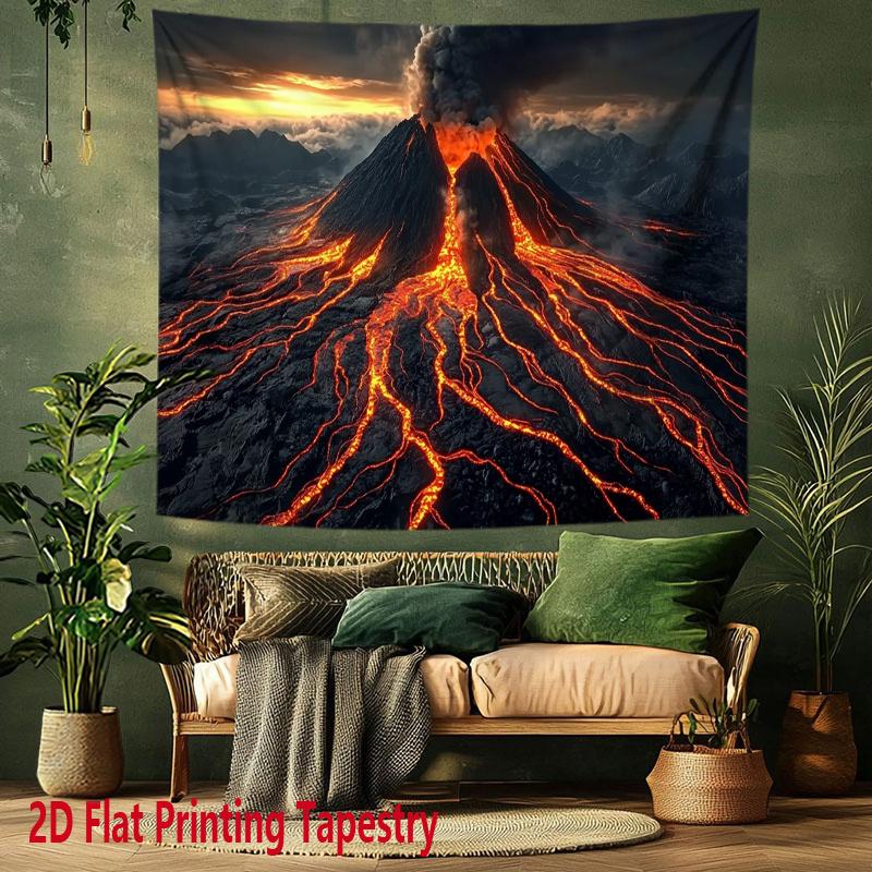 Volcanic eruption patterns Digital printing polyester wall tapestry suitable for use in living rooms bedrooms offices bars party
