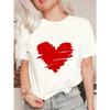 Women's Short-Sleeve T-Shirt with Red Brushstroke Heart Print