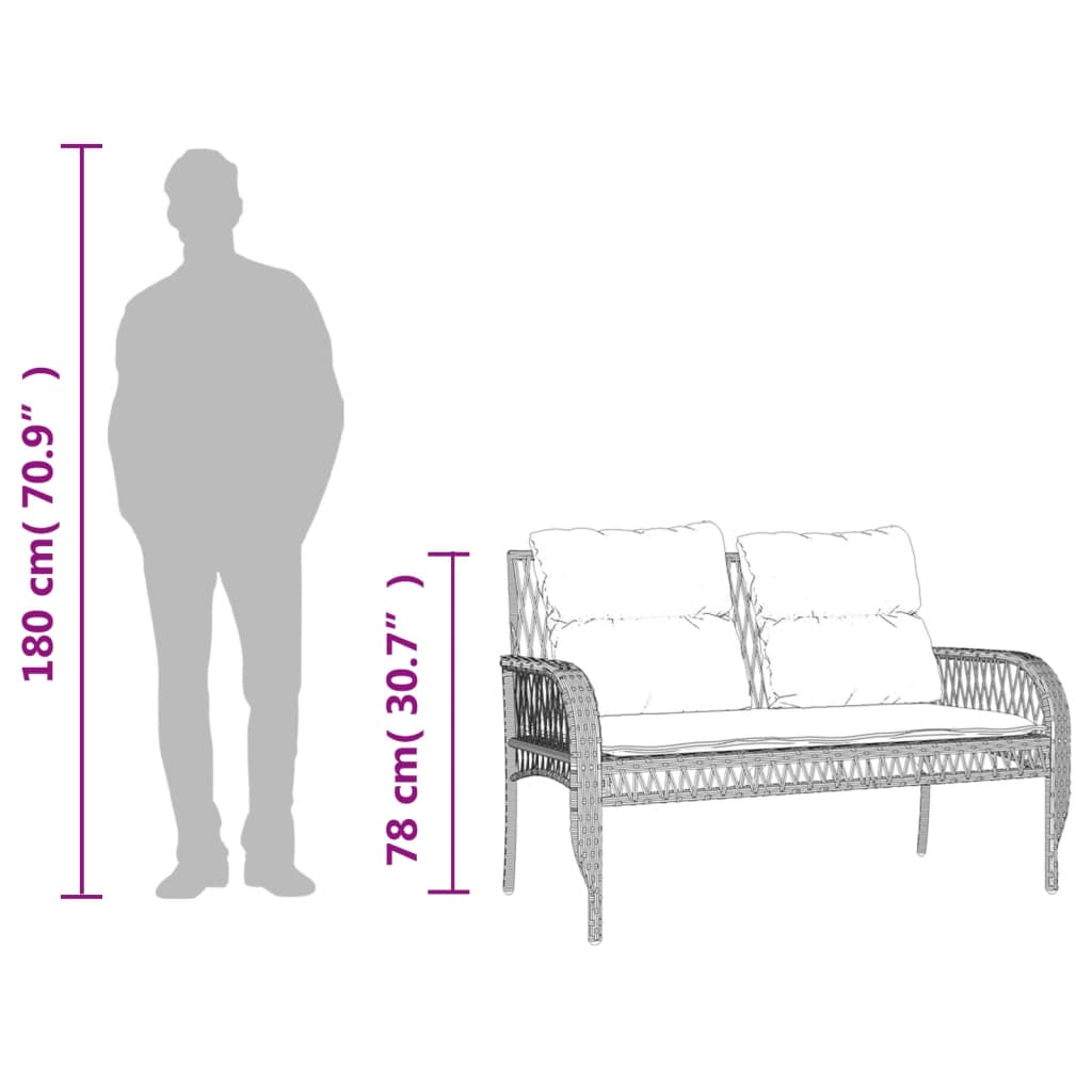 4 Piece Garden Sofa Set with Cushions Light Grey Poly Rattan