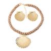 Summer Rope Chain Shell Pendant Necklaces Earrings Jewelry Sets For Women Boho Beach Party Jewelry Set Birthday Gift