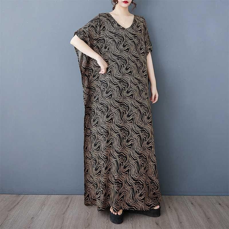 Summer Women's Plus Size Dress Casual Retro Bohemian Cotton and Linen Foreign Trade Beach Dress Women