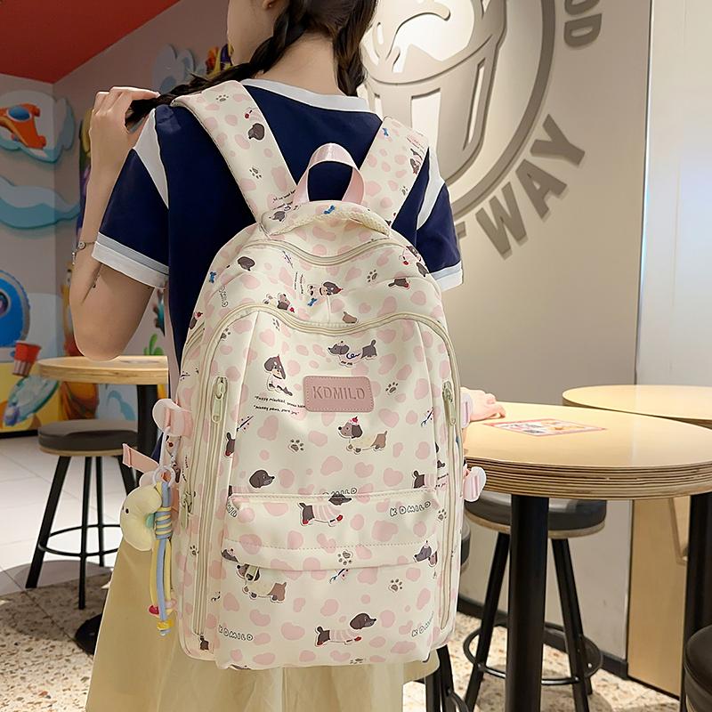 College Style Backpack Puppy Pattern Schoolbag Junior High School Student Book Bag