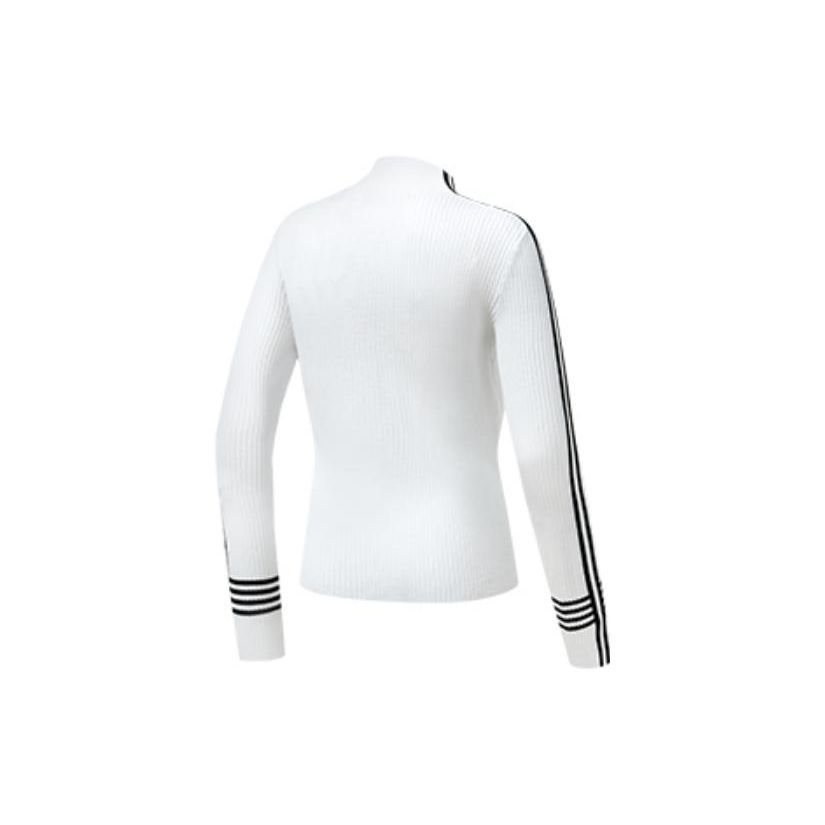 FILA Fitted Long Sleeve Knit Sweater With Striped Stand Collar Women tops Jade-White A11W315401F-WT