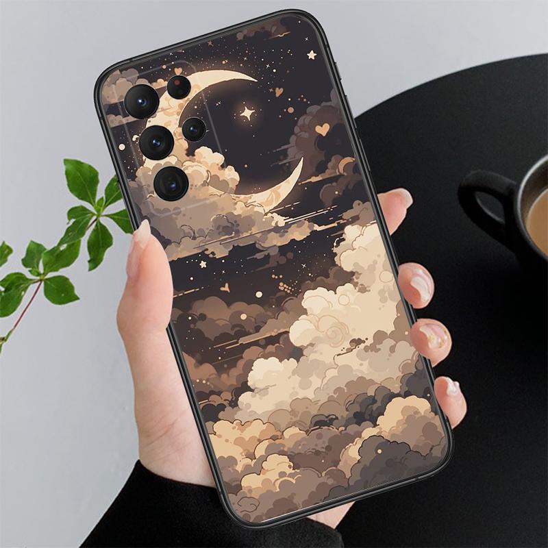 Scenery Anime Art Night Sky Stars Moon Phone Case For Samsung S25 S24 S23 S22 S21 S20 Ultra S20 S22 S21 S23 S20 FE S24 Plus
