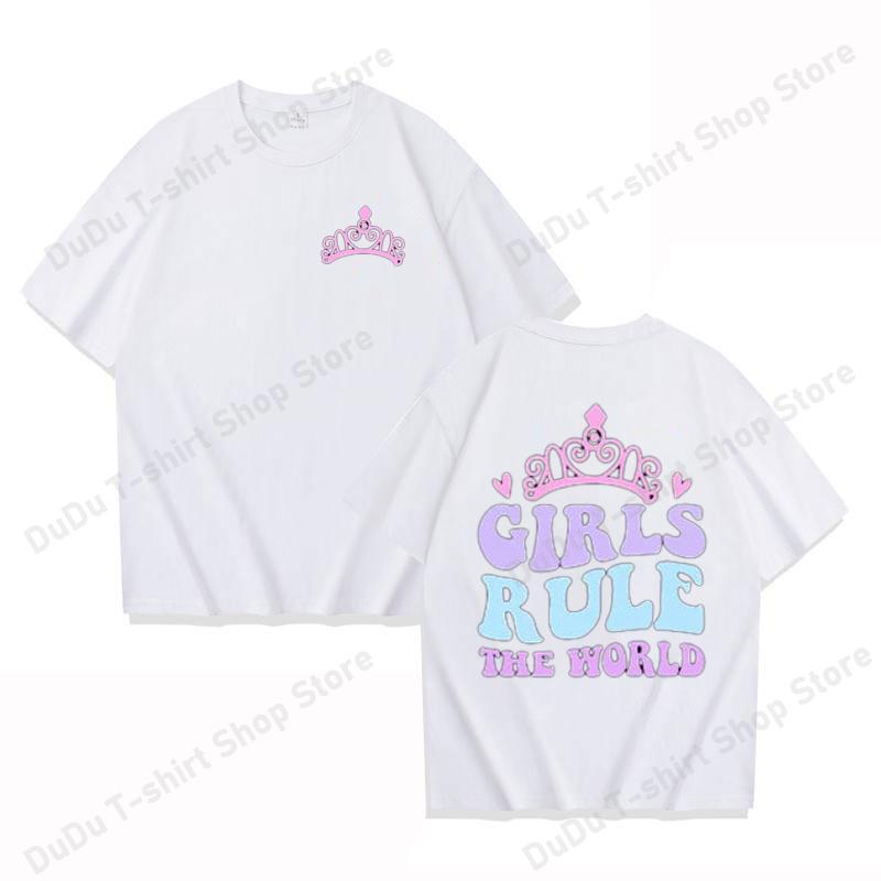 New Girls Rule the World Print T Shirt Female Casual Short Sleeve Tshirt Women Fashion Queen Graphic Print Tops Tees