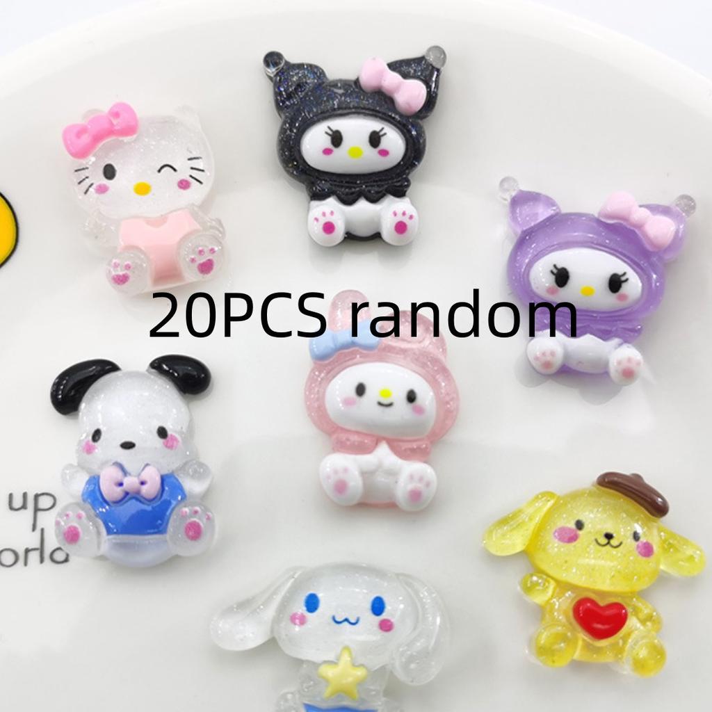 20PCS Transparent Cartoon Melody Resin Accessories DIY Hair Clips Hair Accessories Phone Case Cream Glue Materials