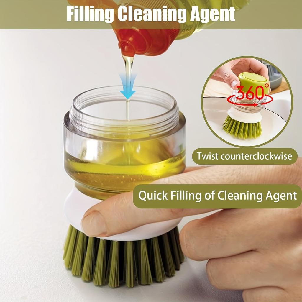 Soap Dispenser with Dish Brush,torage Bracket,Durable Plastic,Reusable,Compact Design for Kitchen, Bathroom,Household Cleaning Tool, Bathroom Cleaner,