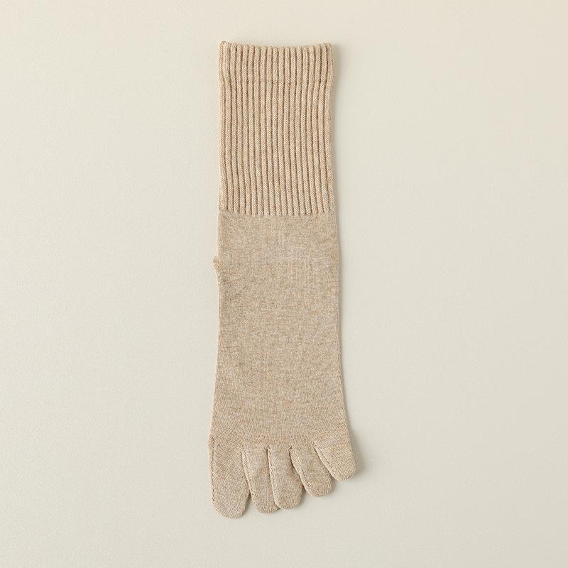 Chaussettes mi-mollet à cinq doigts pour hommes - Anti-odeur, Absorbantes la transpiration, Sans couture, Anti-boulochage, Pur coton, Automne/Hiver.