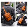 Whatna Antique-Style Tanned Natural Cowhide Leather One-Shoulder Bag for Men, 3-Way, Crossbody, Mini Body Bag, Chest Bag, Genuine Leather, Thick,