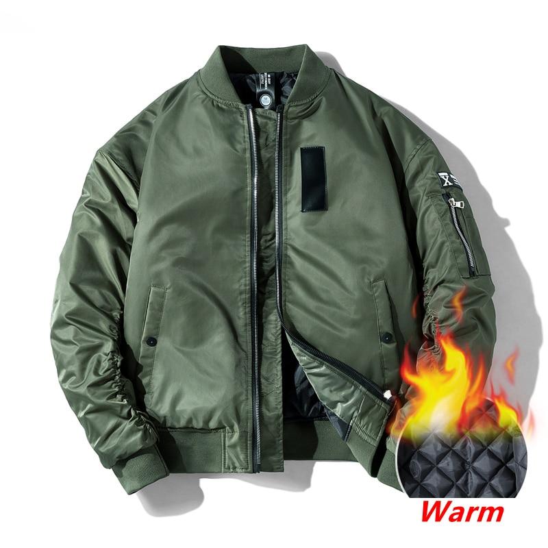 Men's Classic Bomber Jacket Autumn Winter Male's Long Sleeve Thick Flight Pilot Coat Military Baseball  Windbreaker