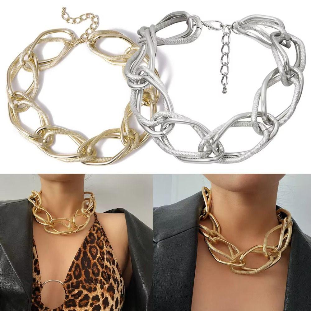 Exaggerated Long Chain Necklace Geometry Fashion Jewelry on The Neck Chunky Necklace  Gift