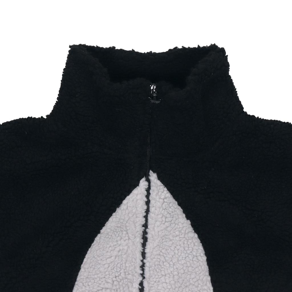 adidas Originals Contrasting Logo Suede Stand Collar Jacket Unisex Black HC0325
