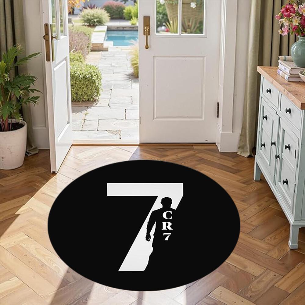 Cristiano Ronaldo Runder Teppich Perfekt für Spielzimmer Esszimmer Dekorieren Sie Zimmer Balkon Rutschfester Runder Teppich Dekorieren Sie Büros Hochzeitsfeier Geschenk