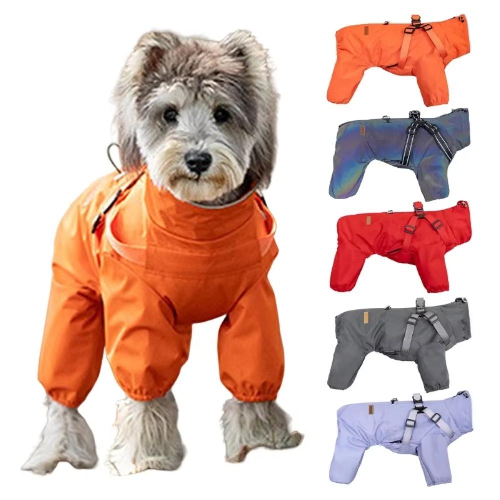 Reflective Dog Raincoat Waterproof Dog Windbreaker Overall Pet Rain Jacket  Outdoor Activities