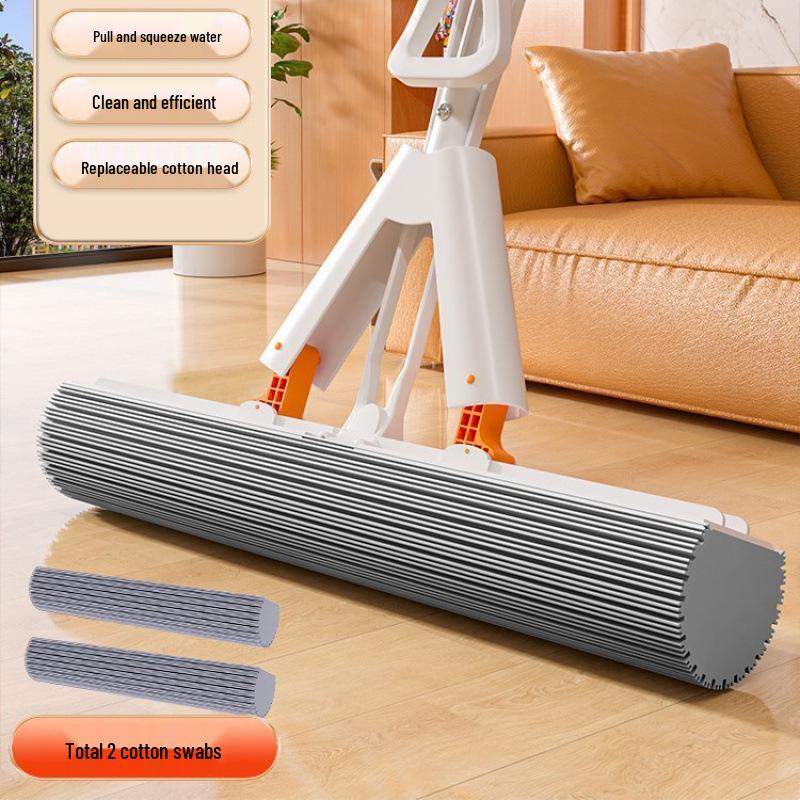 Freihändige Doppelfalt-Schwammwischmopp - Hohe Saugfähigkeit für Badezimmerböden