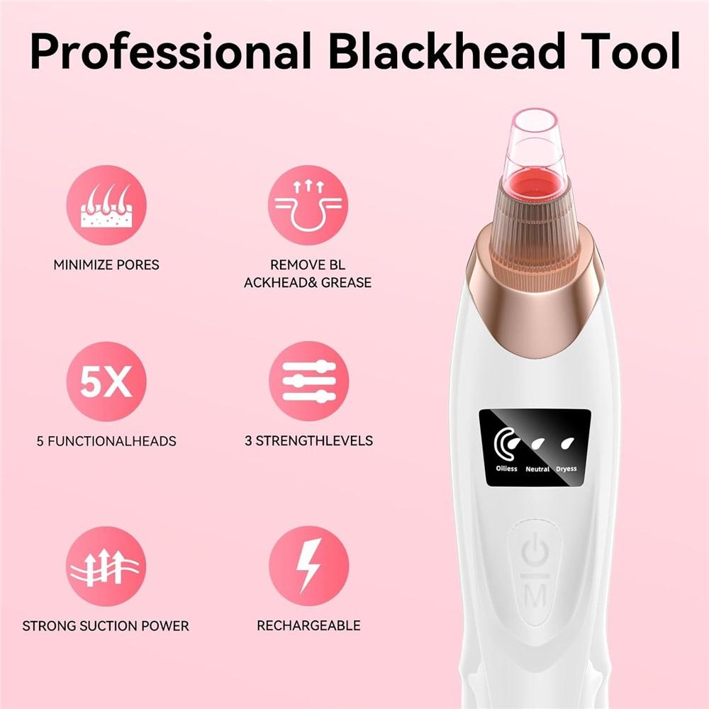 Electric Blackhead Vacuum Cleaner 4-Level Suction Modes Blackhead Removal Tool with Heating Mode