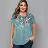 Summer Round Neck Floral Graphic 3D Print Top Fashionable Casual Short Sleeved Plus Size Women's T-shirts