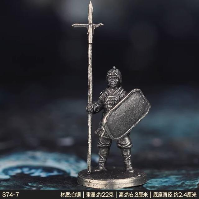 New White Copper Han Dynasty Soldier Figurine Miniature Model Tabletop Game Chess Piece Desktop Decor Statue Car Interior Decor