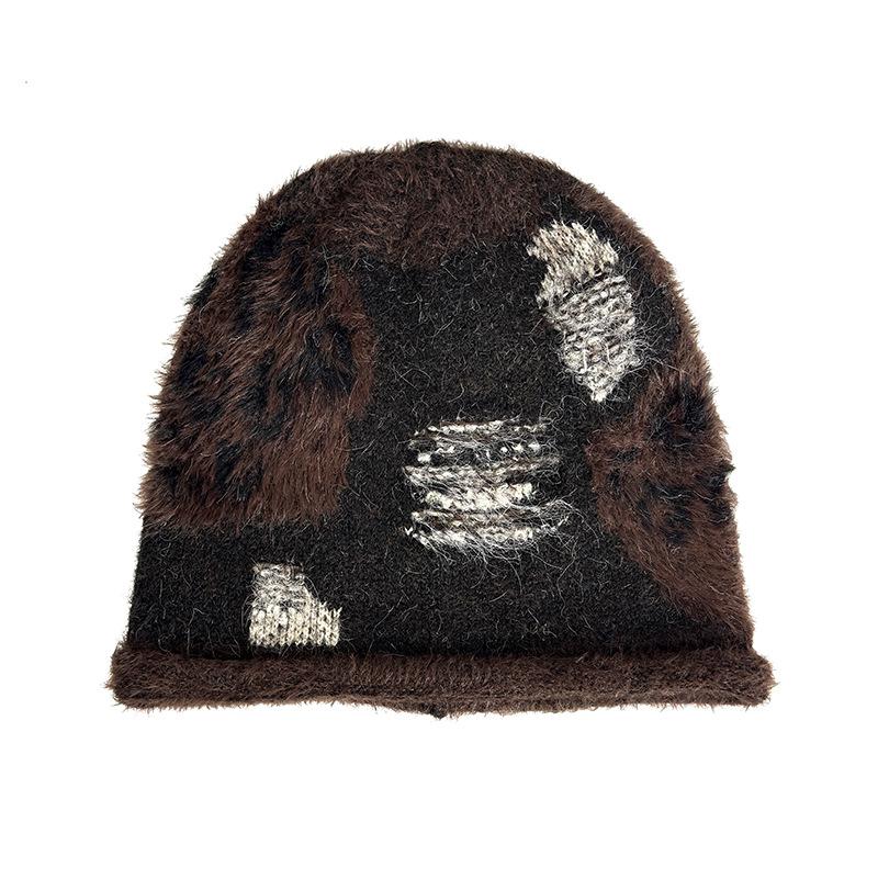 Vintage Stackable Beret Hat Autumn Winter Warm Cap Fashion Headwear For Big Head Size Chunky Knit Beanie Ear Protection New