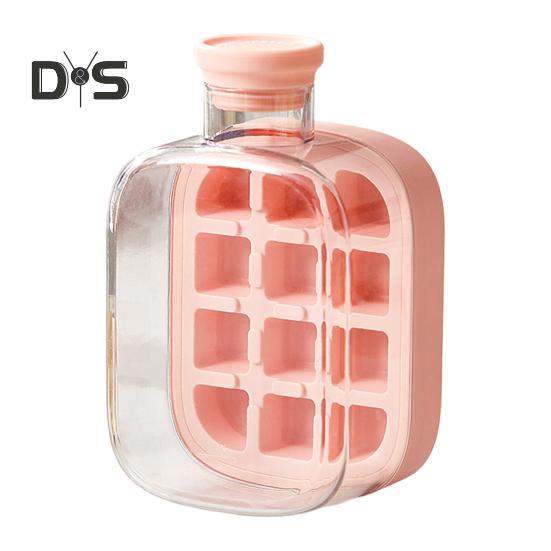 Water Bottle Ice Tray Press-to-Cold 2-in-1 Ice Cube Mold & Kettle Quick Ice Making Portable Bottle Easy Release Silicone Mold Touch-Free Freezer Cup