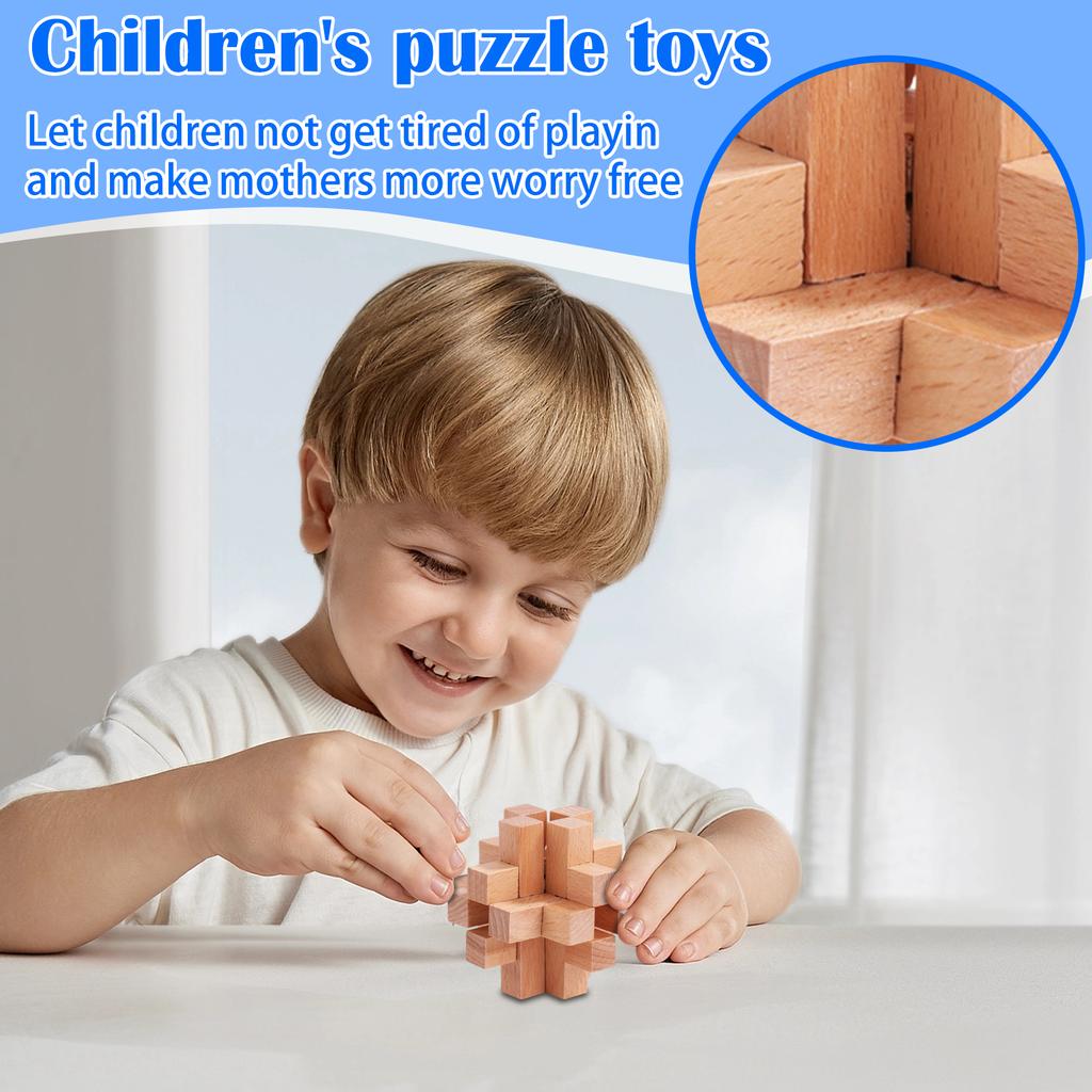 Children's Educational Gift Set: Mortise And Tenon Kongming Lock, Luban Lock, Complete Wooden Set