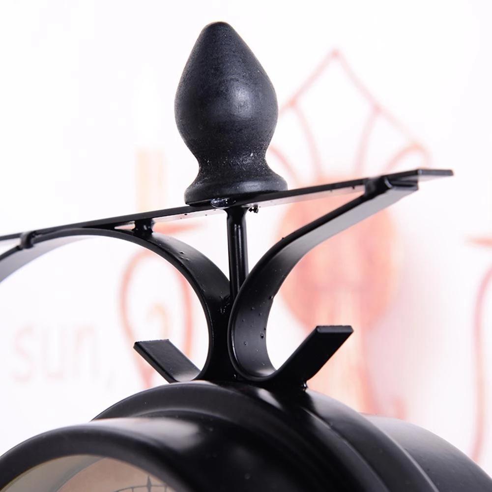 25X9X22CM Indoor Retro Style Decorative Garden Wall Mounted Metal Frame Clocks Black Double Sided Pendant Clock Dropshipping DDP