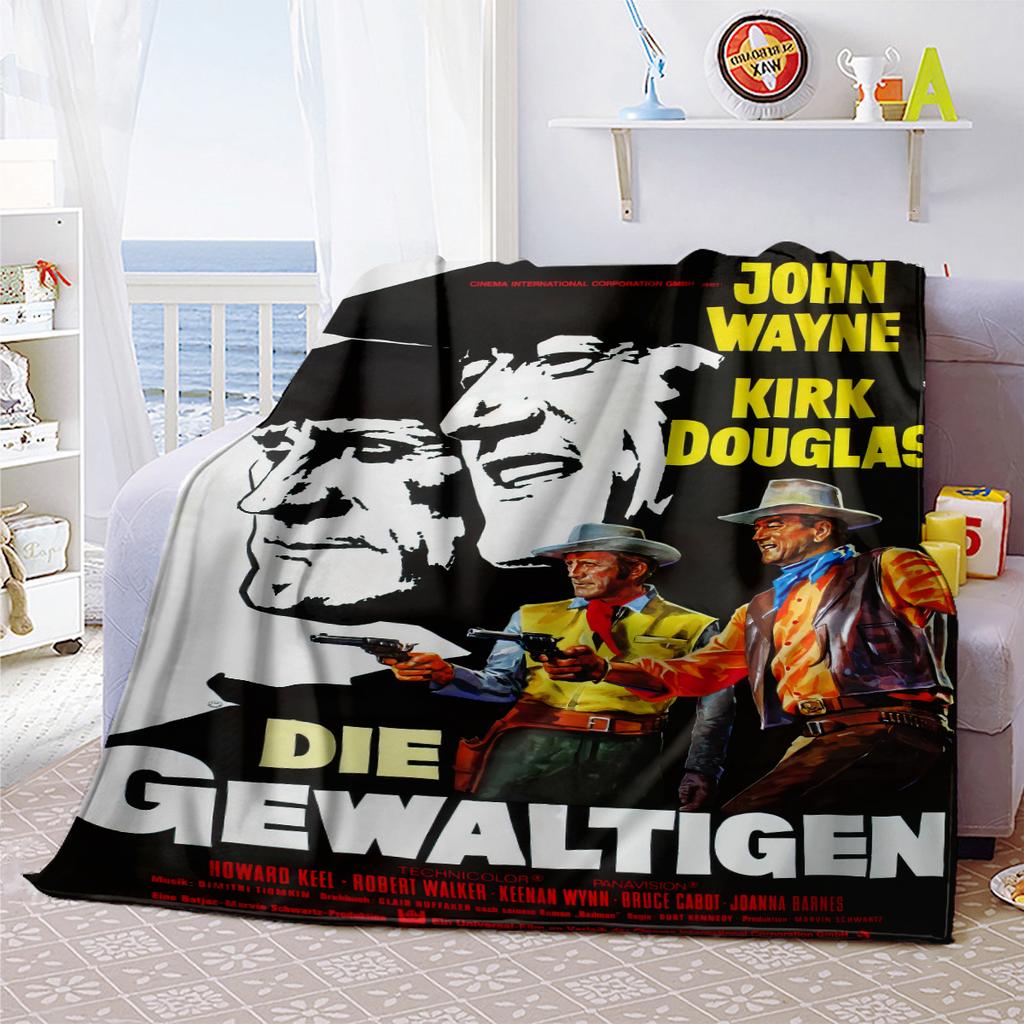 1pc John Wayne Retro Movie Poster blanket, al season lightweigh Poster blanket home office outdoor nap multifunc Poster blanketional blanket