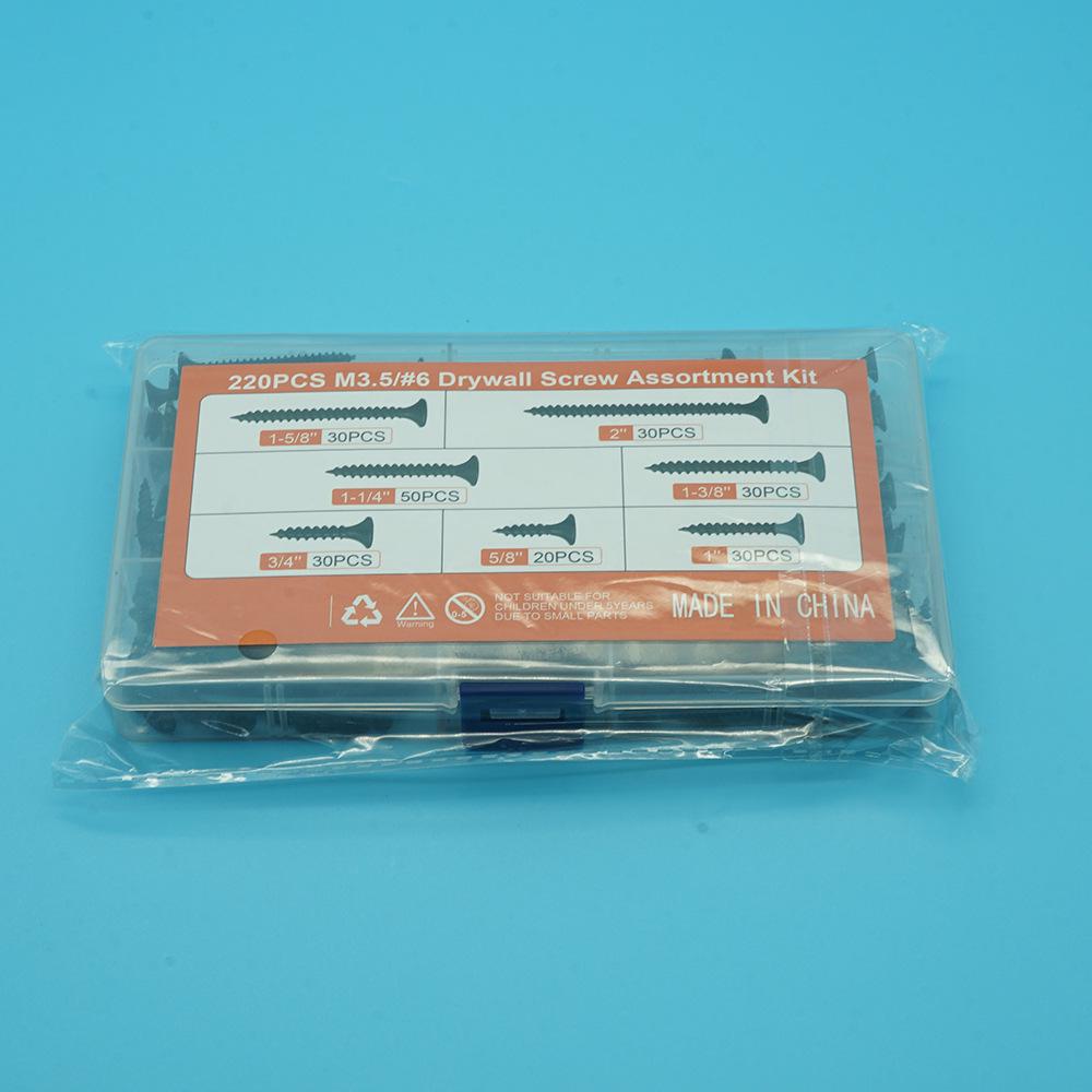 220pcs High-Strength Black Phosphated Self-Tapping Drywall Nails