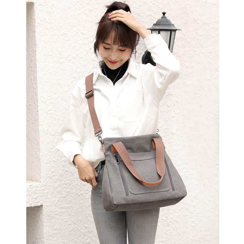 Lerretsveske Retro Dameveske Håndvesker Crossbody Lerretsveske for kvinne Ny veske Lerrets skulderveske Dame Designer Messenger Bags