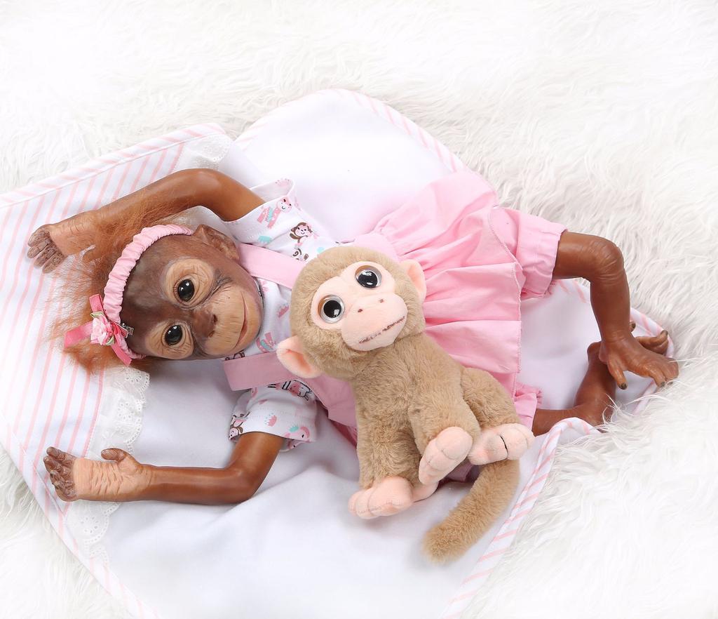 52CM Handmade Detailed Paint Reborn Baby Monkey Newborn Baby Collectible Art High Quality