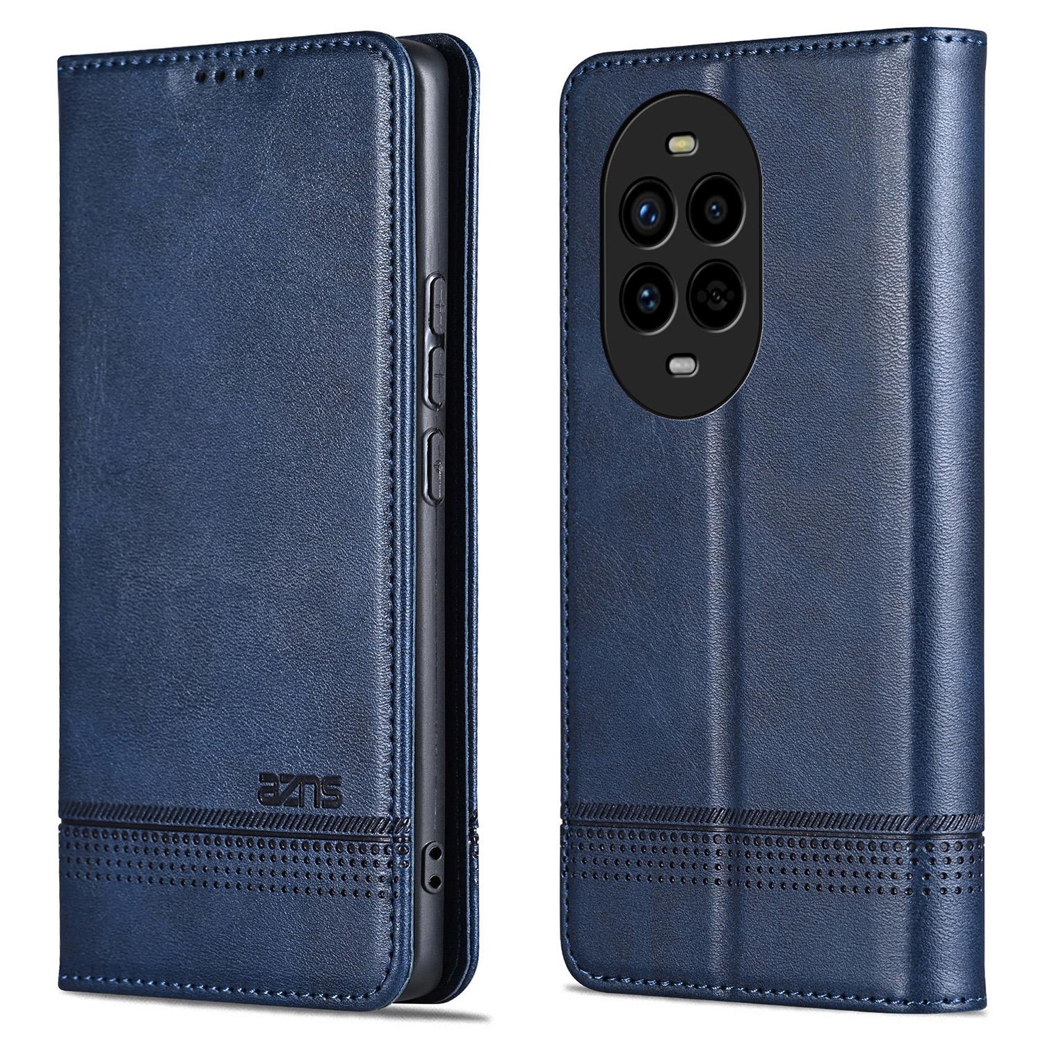

AZNS для Huawei nova 13 Pro 5G чехол из воловьей кожи с текстурой PU кожаный кошелек чехол для телефона Blue