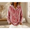 Velvet Hooded Button Cardigan Coat Solid Color Long Sleeve