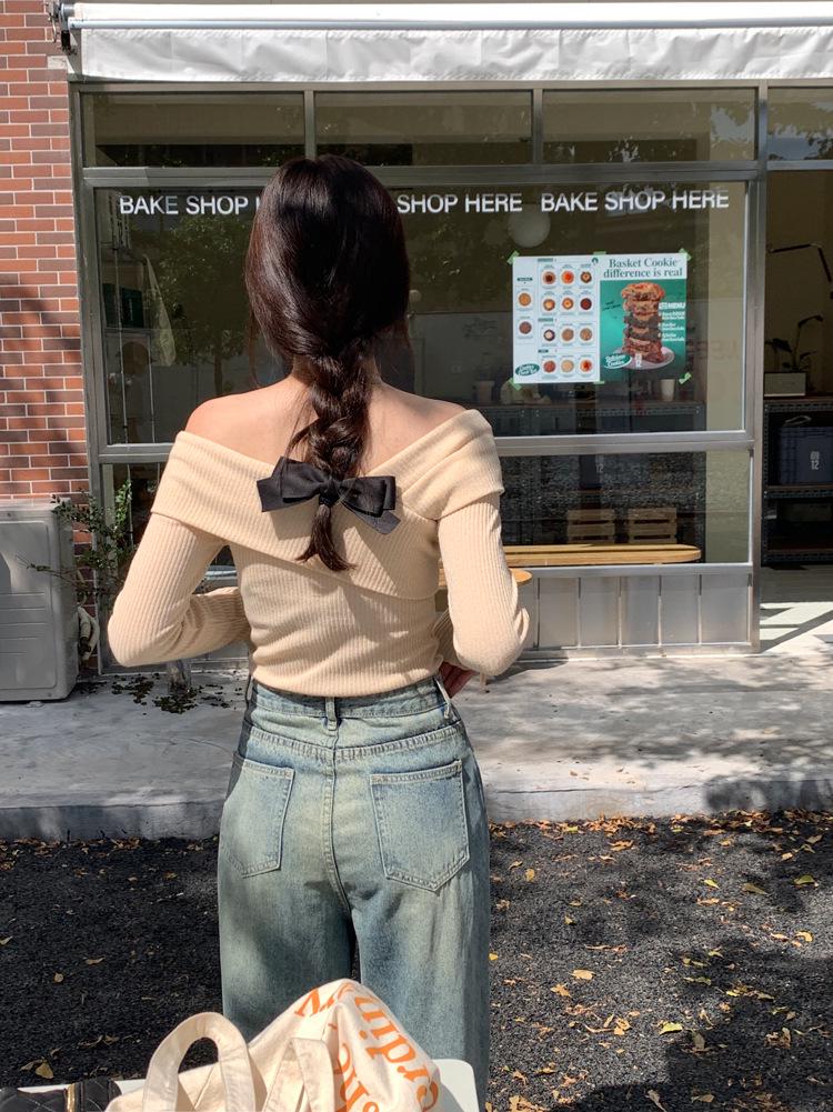Women's Autumn One-Shoulder Slim Knit Sweater - Trendy, Stylish Base Layer Top