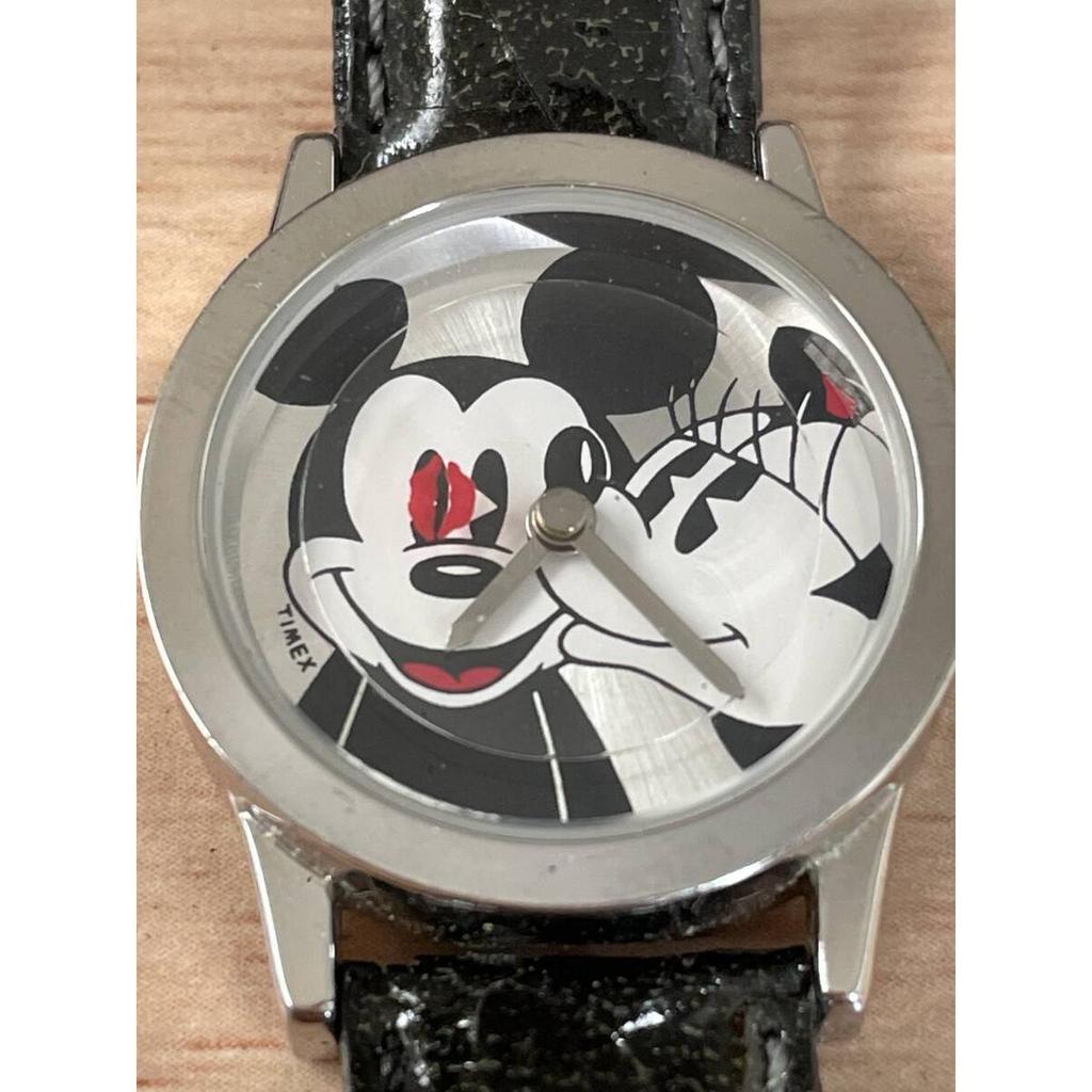 Used Free Shipping Disney Mickey Minnie Ladies Watch Silver TIMEX Analog Quartz Mickey Mouse Minnie Mouse Watch Rare Rare