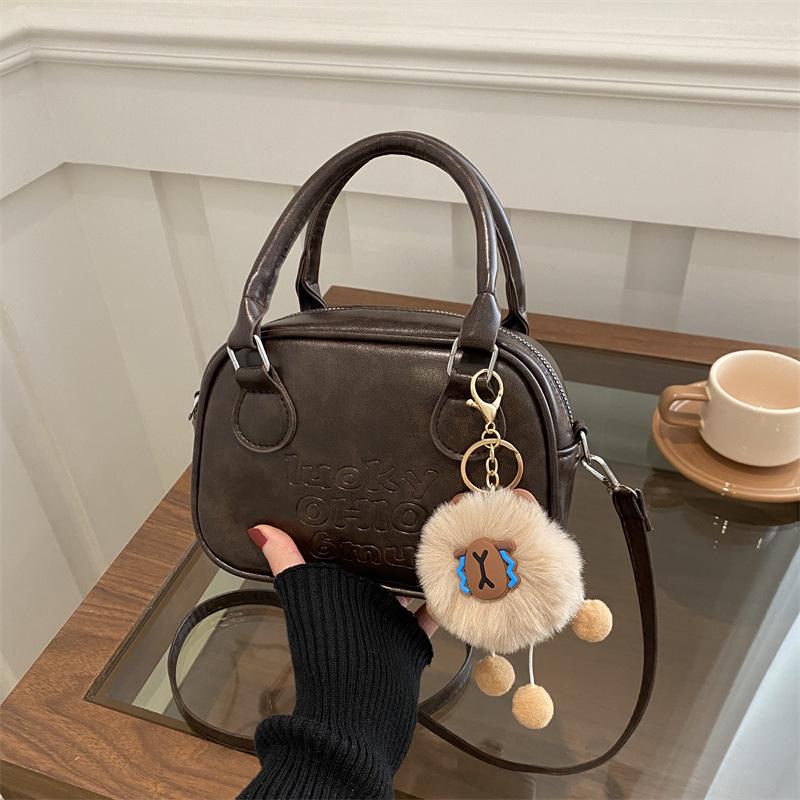 Women's 2025 Large Capacity Korean Fashion Shoulder & Crossbody Bag - Casual Retro Solid Color Handbag