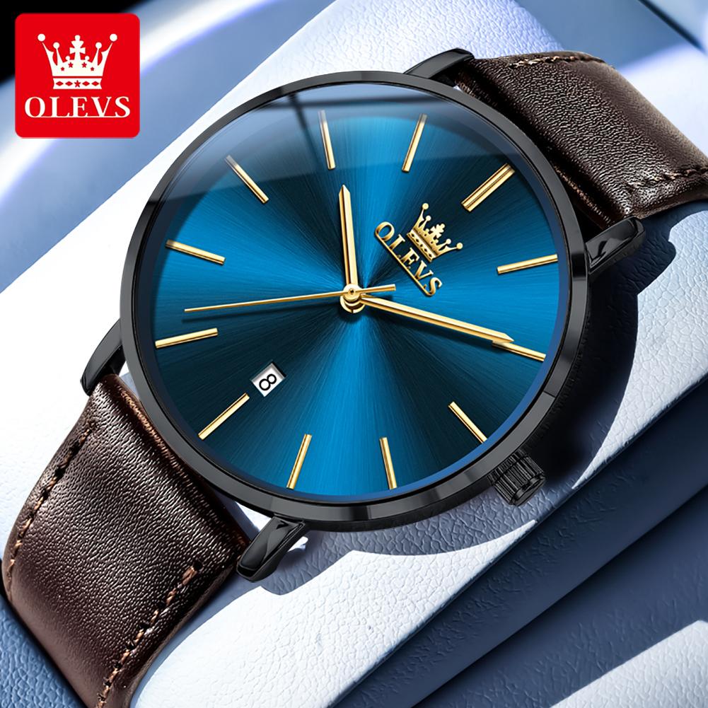 OLEVS Ultra Thin 6.5mm Top Original Quartz Watch for Men Minimalist Fashion Luxury Brand Waterproof Men's Watches 5869