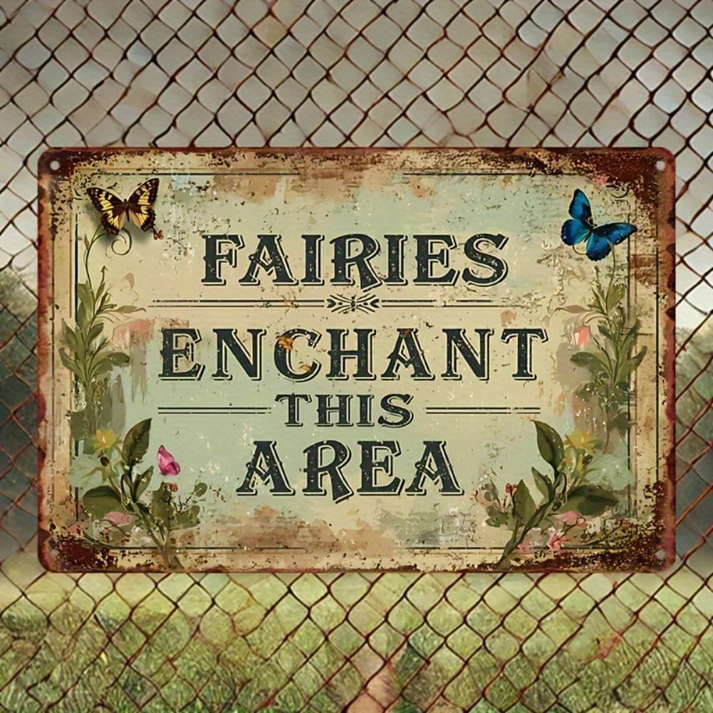 Planetjuice Planetjuice Vintage Fairy Metal Tin Sign Garden Wall Art Rustic Fantasy Patio Butterflies Floral Magic X Inches 20X30CM