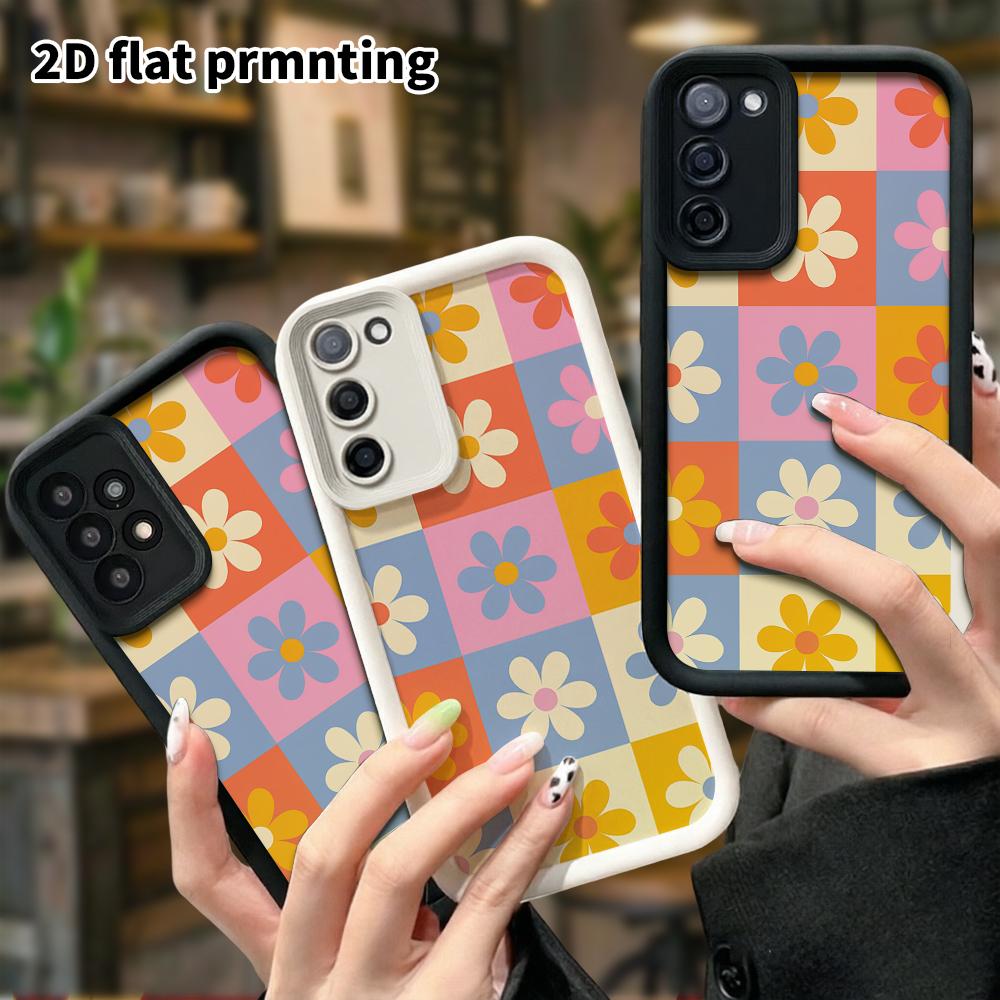 Phone Case: 2D Flat Samsung Galaxy A34 A35 M05 M06 S20 S22 S21 FE Plus 5G Layered Protective Case, Plaid Little Daisy, Christmas and Halloween Gift