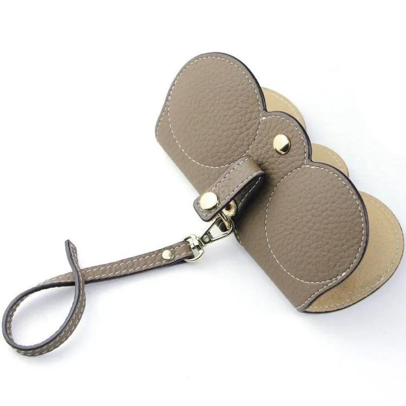 Litchi Embossed Glasses Cover Cute Hanging PU Leather Sunglasses Reading Glasses Storage Bag Portable Travel Eyewear Holder