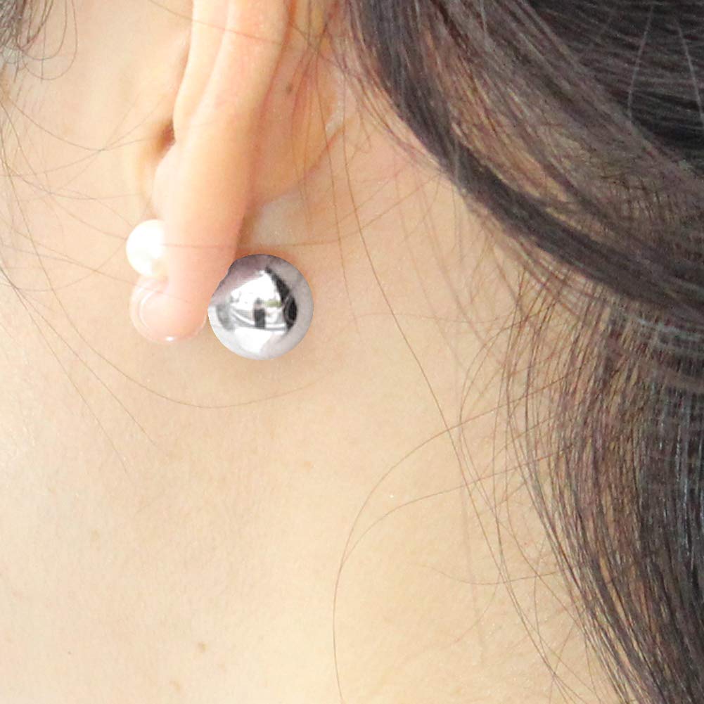 Shop Made In Japan Earrings Pearl Reversible 2way Earrings Resin Metal Hypoallergenic Nife0057 8mm Gold Metal [Jewelry M] Non-pierced Women's (Pearl +