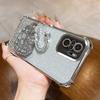 KEYSION Shockproof Plating TPU Phone Case for Redmi Note 10 10S 10 Pro 4G Glitter Jewelled Swan kickstand Back Cover for Xiaomi POCO M5S