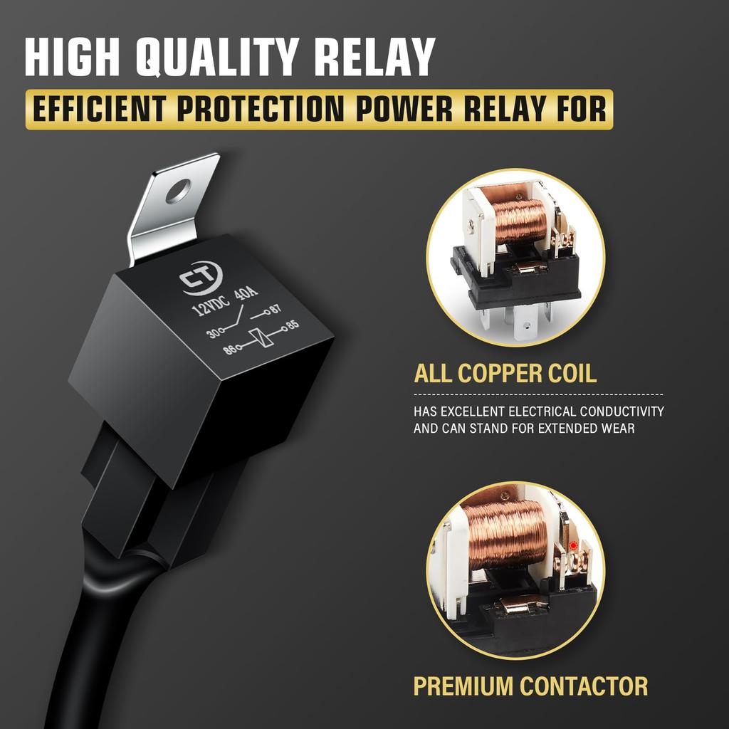 RIGIDON LED Light Bar Wiring Harness Kit 18AWG ON OFF Switch Power Relay