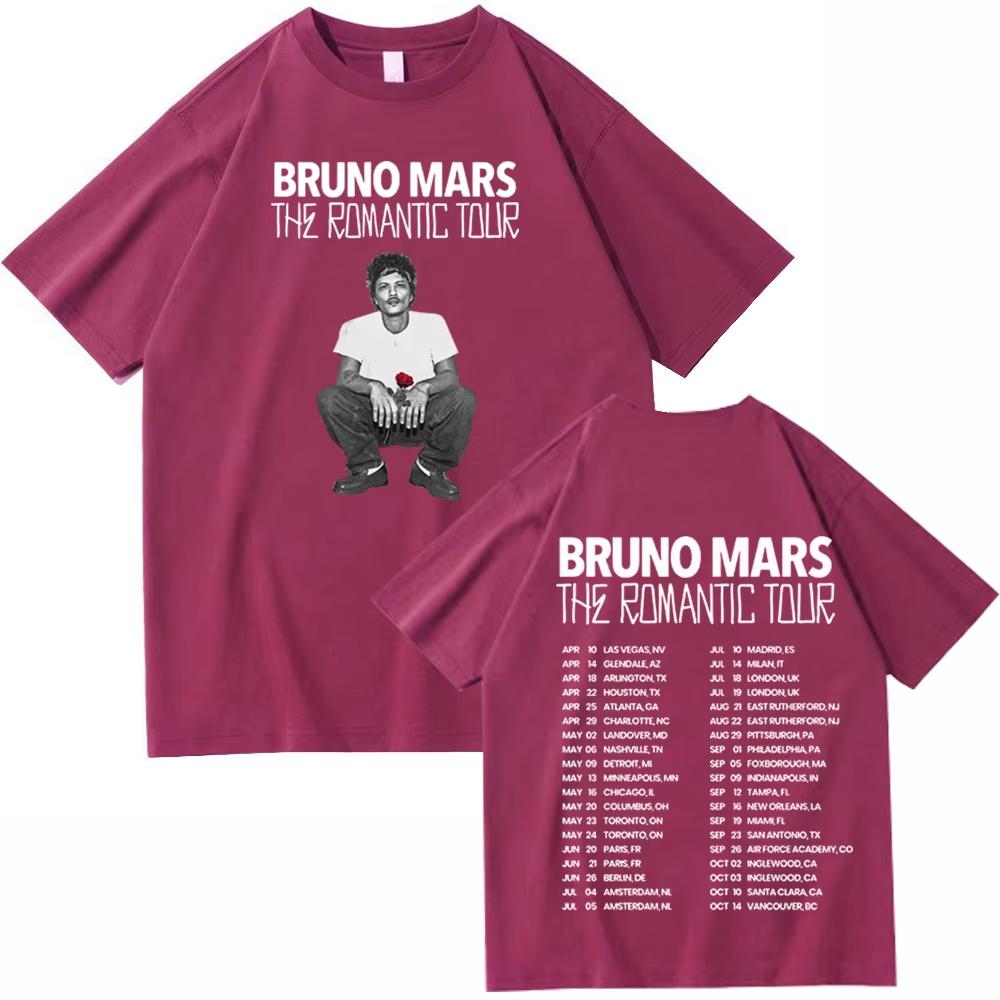 Bruno Mars The Romantic Tour 2026 Tshirt Man Woman Harajuku Short Sleeve Oneck Casual Shirt Bruno Mars The Romantic Tour