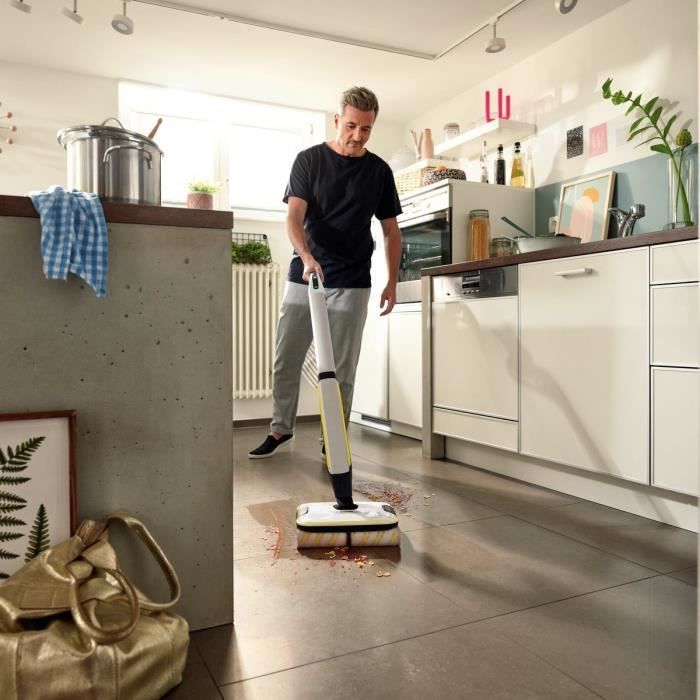 KARCHER FC7 - Nettoyeur de Sols sans fil 2 en 1 - 3 modes de Nettoyage - Auto-Nettoyage Des Rouleaux